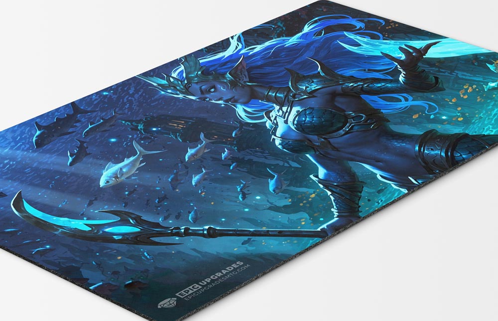 merfolk playmat for magic the gathering. 24 x 14" mtg card mat with merfolk tribe artwork
