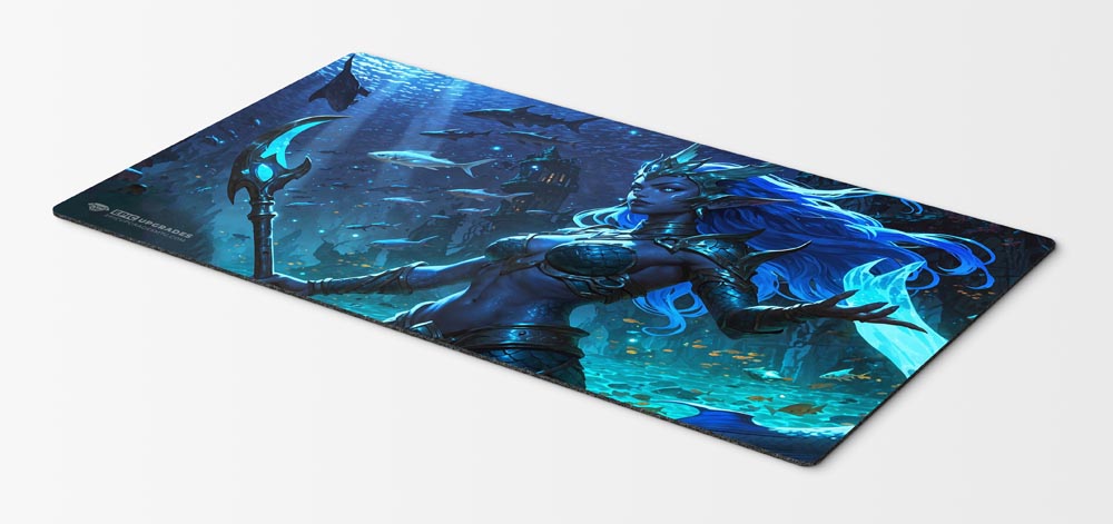 merfolk playmat for magic the gathering. 24 x 14" mtg card mat with merfolk tribe artwork