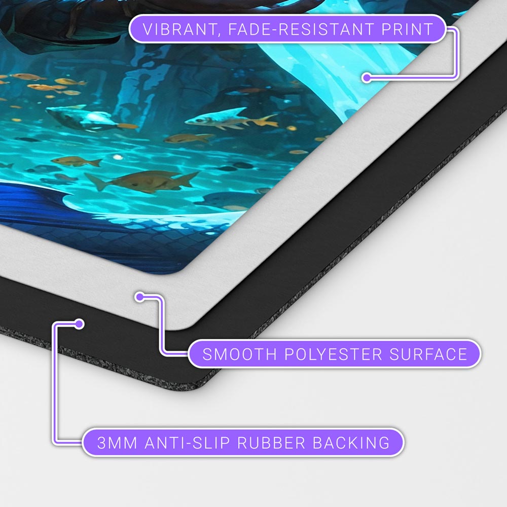 merfolk playmat for magic the gathering. 24 x 14" mtg card mat with merfolk tribe artwork
