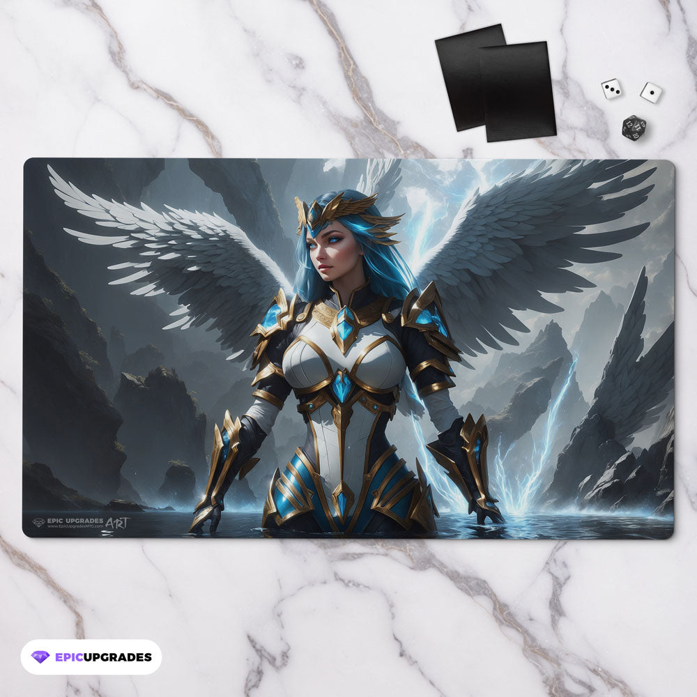 Azorius Angel Playmat | 24"x14" Magic the Gathering Blue White MTG epicupgrades Azorius Angel Playmat | 24"x14" Magic the Gathering Blue White MTG epicupgrades