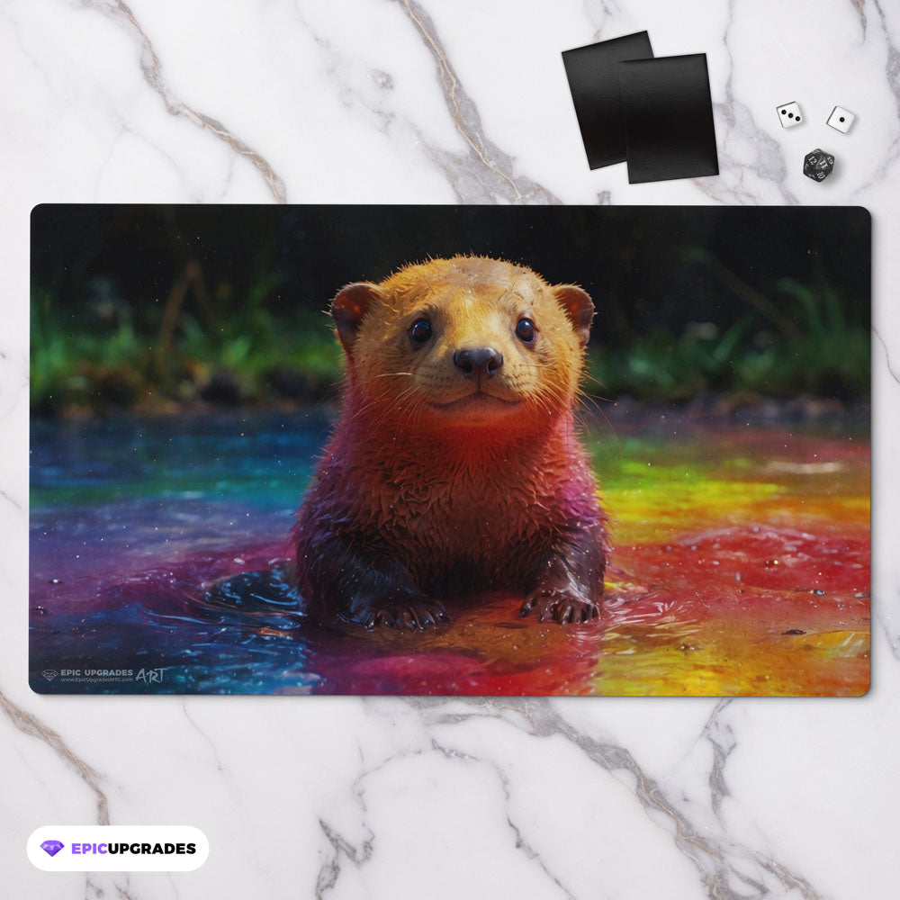 Prismatic Pals - Cute Otter Playmat | 24"x14" Baby Rainbow Card Mat epicupgrades Prismatic Pals - Cute Otter Playmat | 24"x14" Baby Rainbow Card Mat epicupgrades
