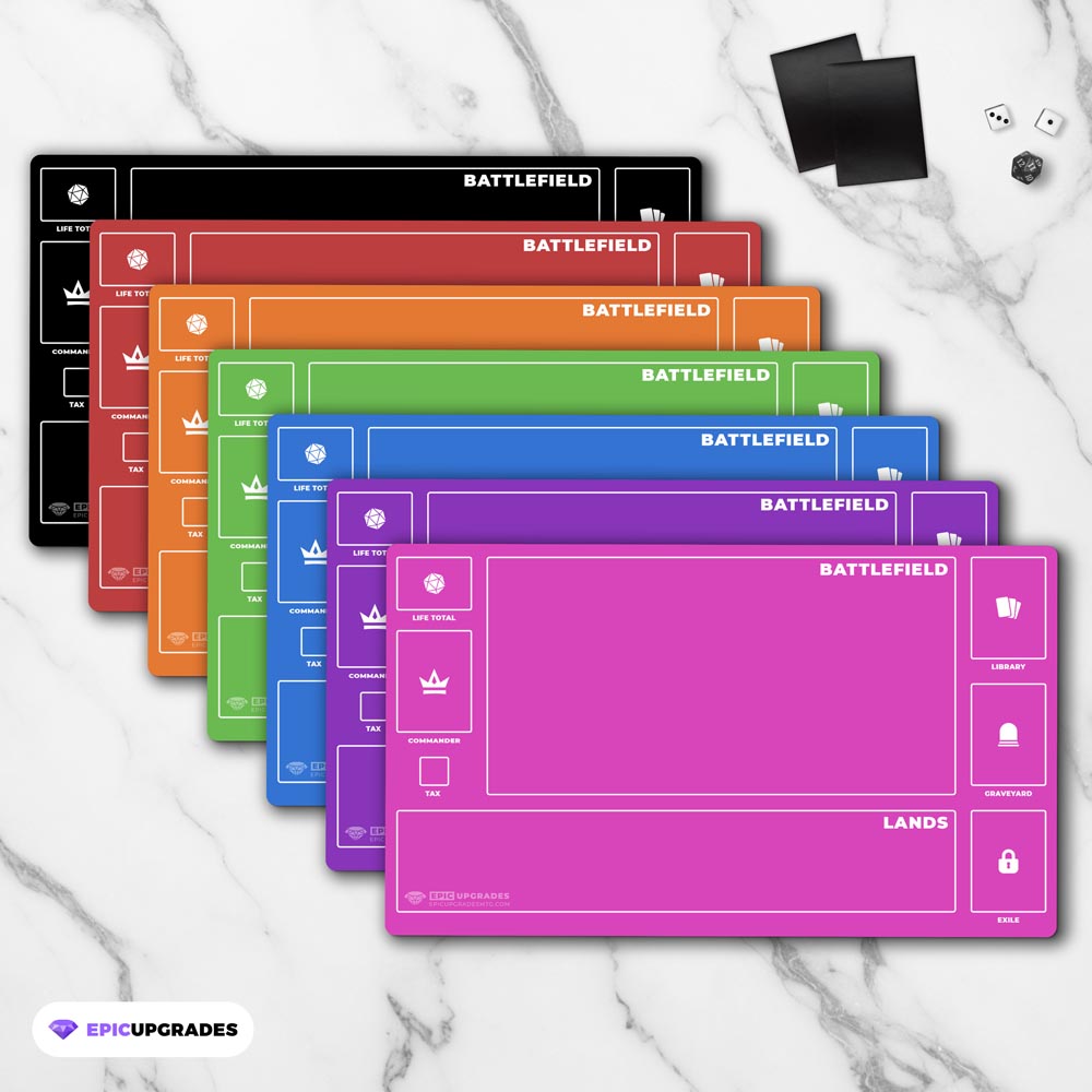 mtg playmat with zones for magic the gathering players minimal one color clutter free design