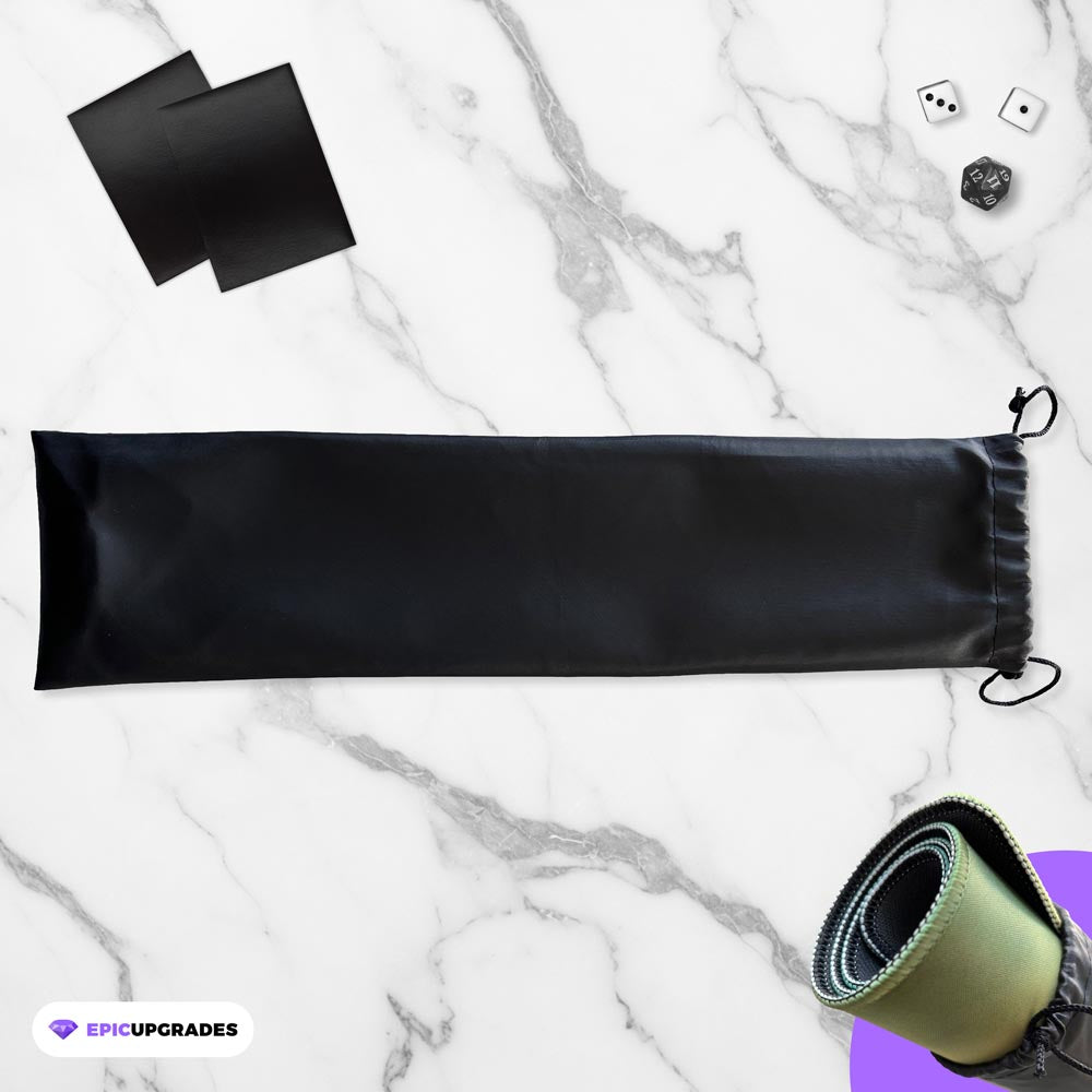 Durable 15x4 inch drawstring playmat bag for TCGs like MTG, Pokémon, Yu-Gi-Oh, and Flesh and Blood, keeping 24x14 inch playmats protected, clean, and easy to carry with a lightweight, travel-friendly design.