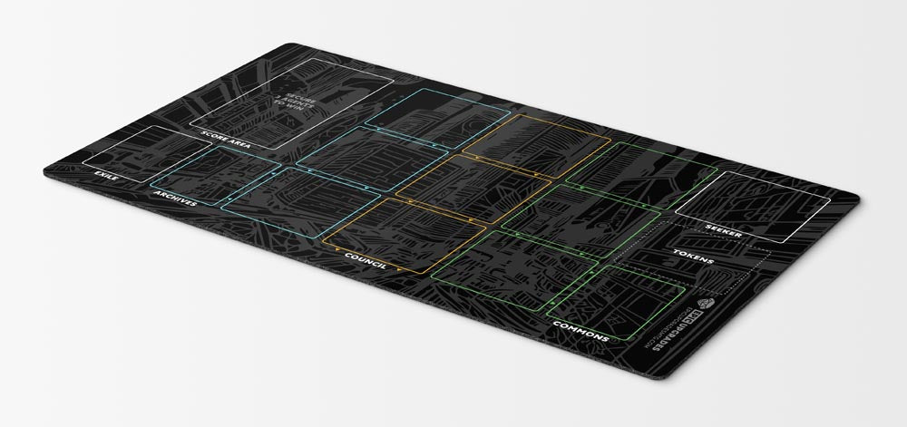 Enhance your Hubworld Aidalon experience with our 24" x 14" Player Zone Game Mat. This playmat is designed to improve player area management, keeping your tabletop gaming session tidy & organized!