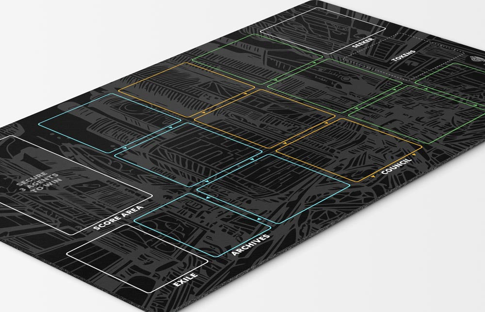 Enhance your Hubworld Aidalon experience with our 24" x 14" Player Zone Game Mat. This playmat is designed to improve player area management, keeping your tabletop gaming session tidy & organized!