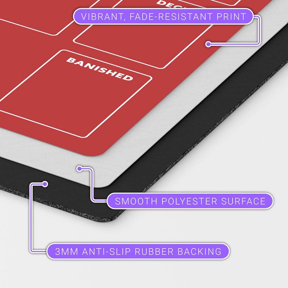 flesh and blood playmat with zones choose from 7 colors stitched edges basic minimalist design for organizing your play area
