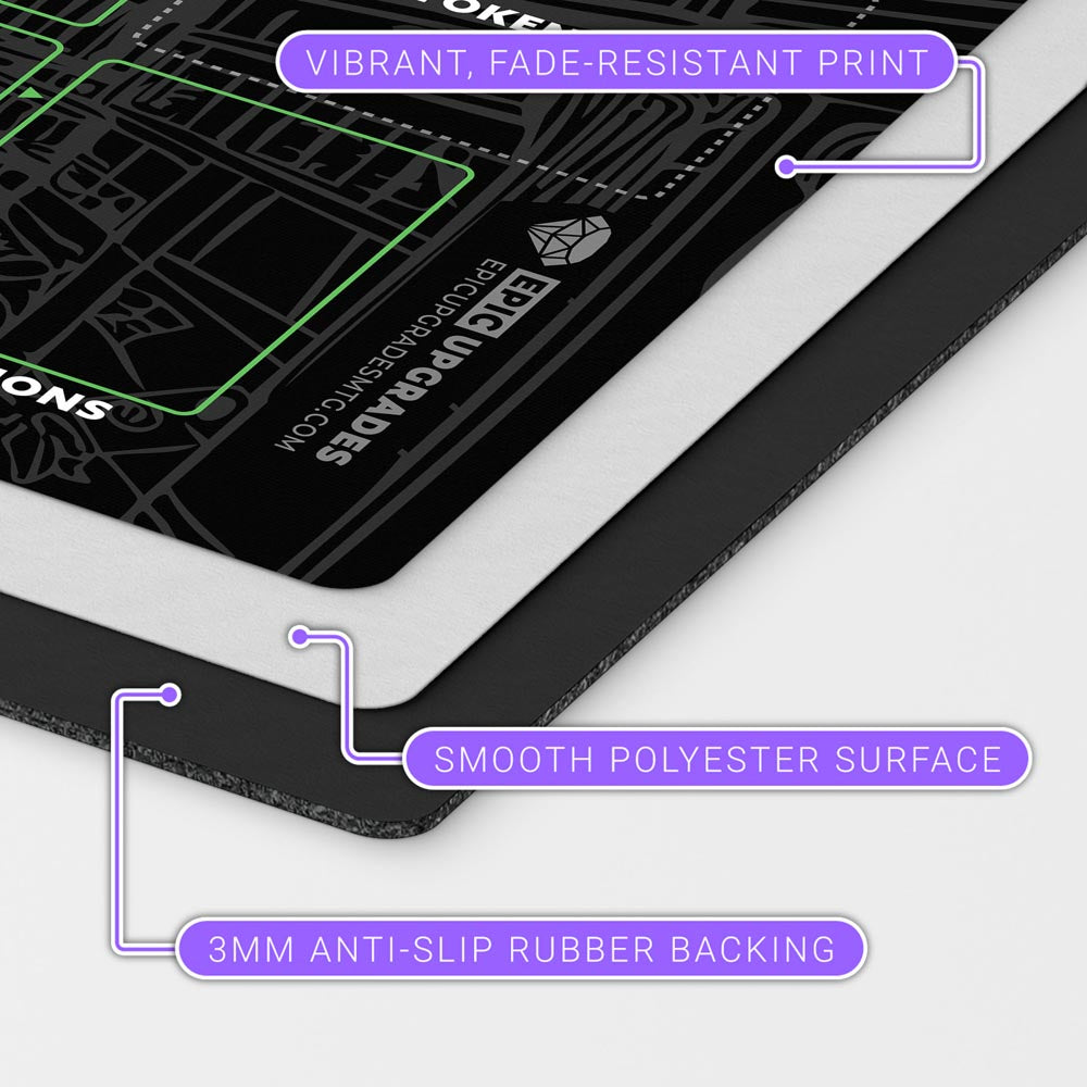 Enhance your Hubworld Aidalon experience with our 24" x 14" Player Zone Game Mat. This playmat is designed to improve player area management, keeping your tabletop gaming session tidy & organized!