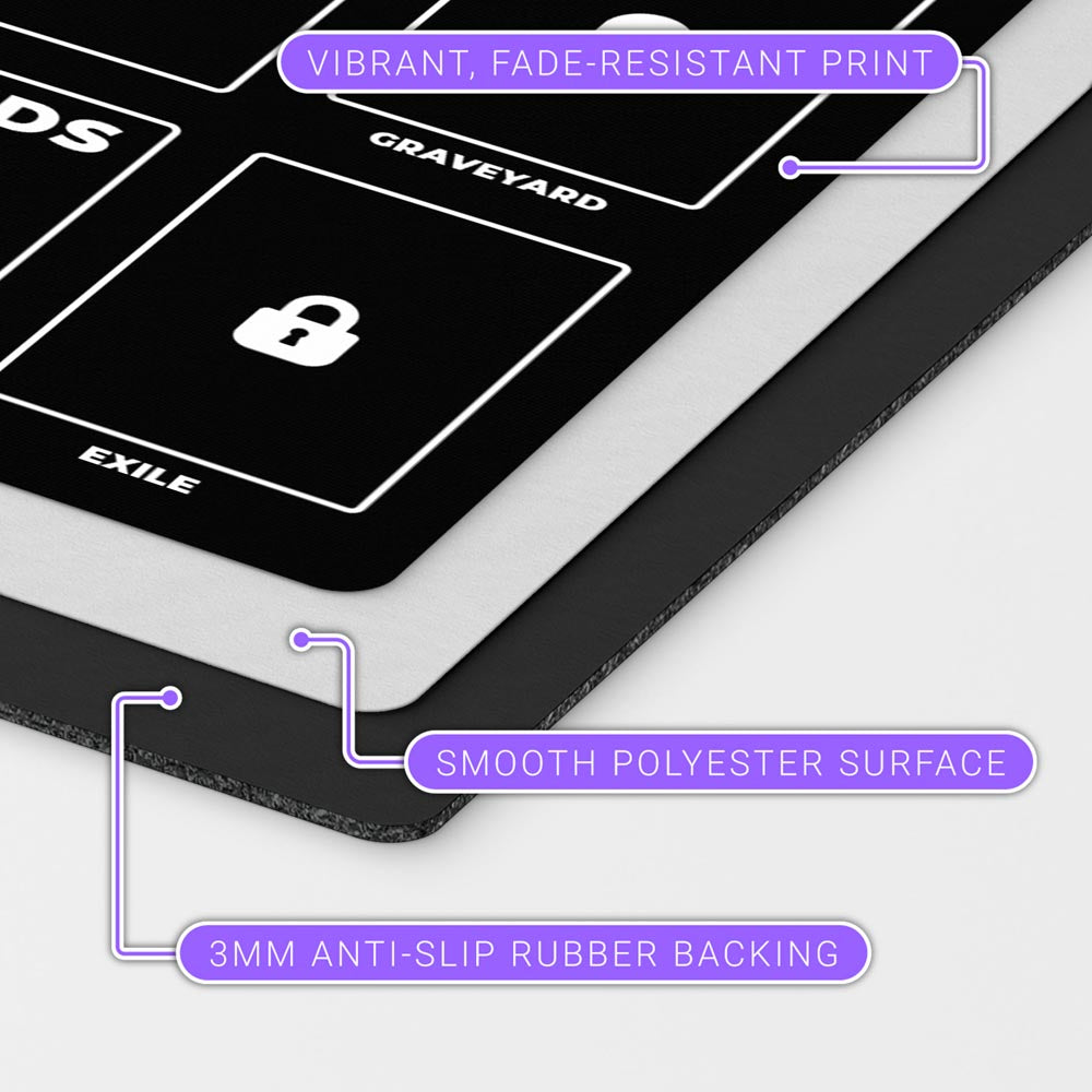mtg playmat with zones for magic the gathering players minimal one color clutter free design