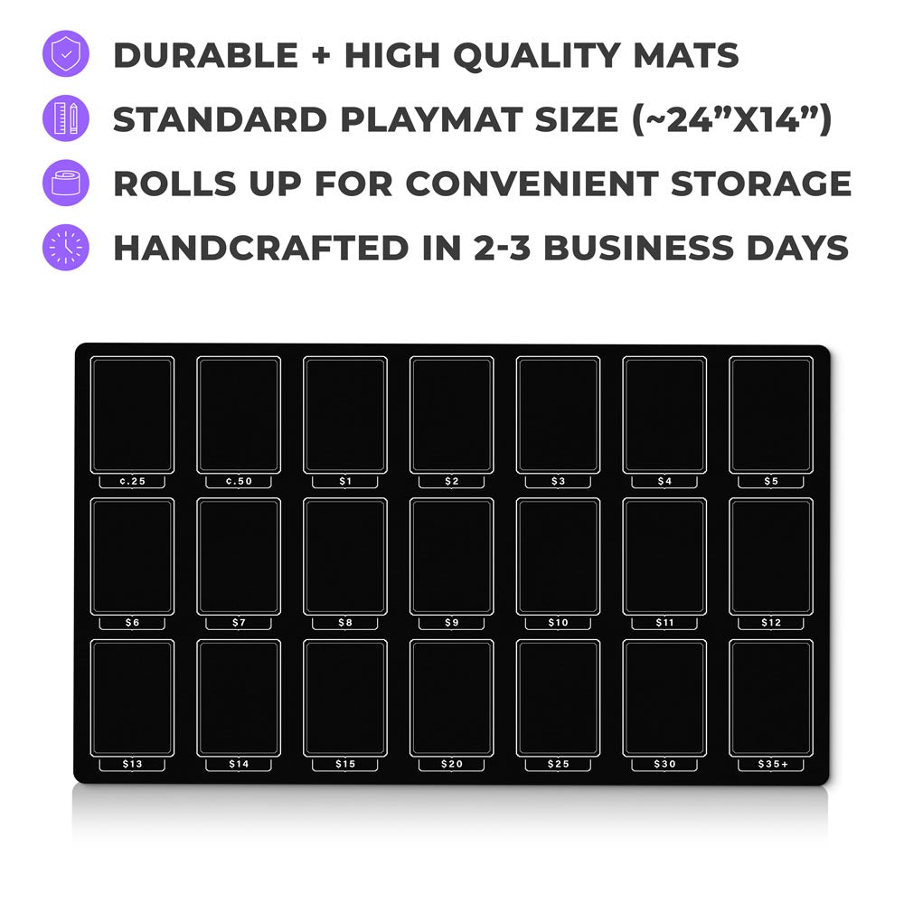 Playmat for TCG Card Pricing | MTG Selling Mat | Pokemon Card Vendor Booth Organizer | Game Store Accessory | Collector Sorting | 7 Colors