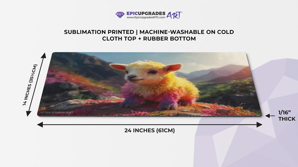 Prismatic Pals - Cute Goat Playmat | 24"x14" Baby Rainbow Card Mat epicupgrades Prismatic Pals - Cute Goat Playmat | 24"x14" Baby Rainbow Card Mat epicupgrades