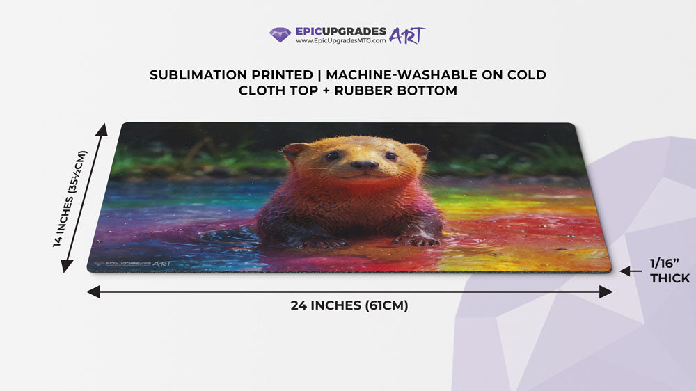 Prismatic Pals - Cute Otter Playmat | 24"x14" Baby Rainbow Card Mat Prismatic Pals - Cute Otter Playmat | 24"x14" Baby Rainbow Card Mat