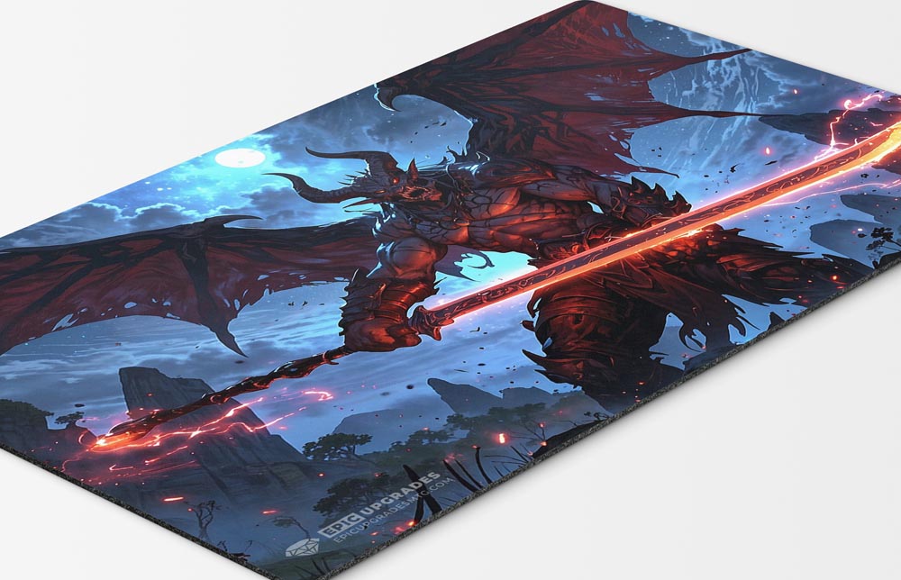 demon playmat for magic the gathering players. 24" x 14" tribal card mat for commander EDH