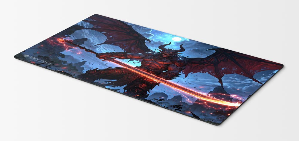 demon playmat for magic the gathering players. 24" x 14" tribal card mat for commander EDH