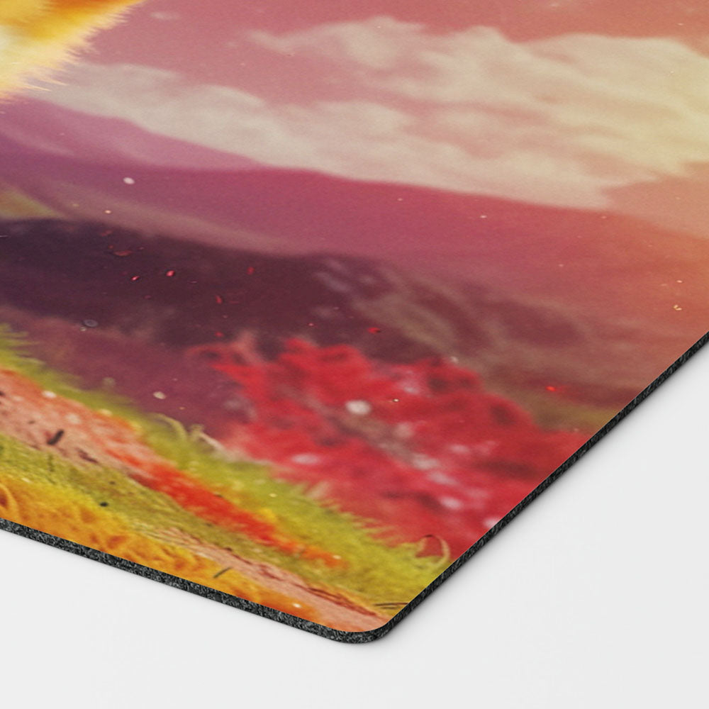 an adorable baby rainbow puppy dog playmat for mtg magic the gathering pokemon yugioh flesh and blood fab tcg players. 24 inch by 14 inch play mat card game accessories