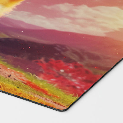 an adorable baby rainbow puppy dog playmat for mtg magic the gathering pokemon yugioh flesh and blood fab tcg players. 24 inch by 14 inch play mat card game accessories