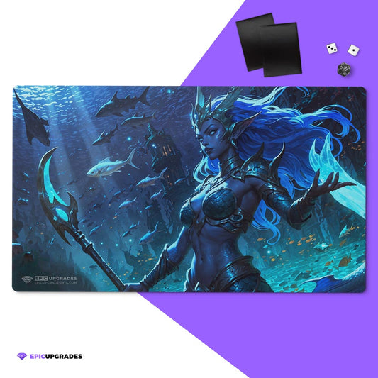 merfolk playmat for magic the gathering. 24 x 14" mtg card mat with merfolk tribe artwork