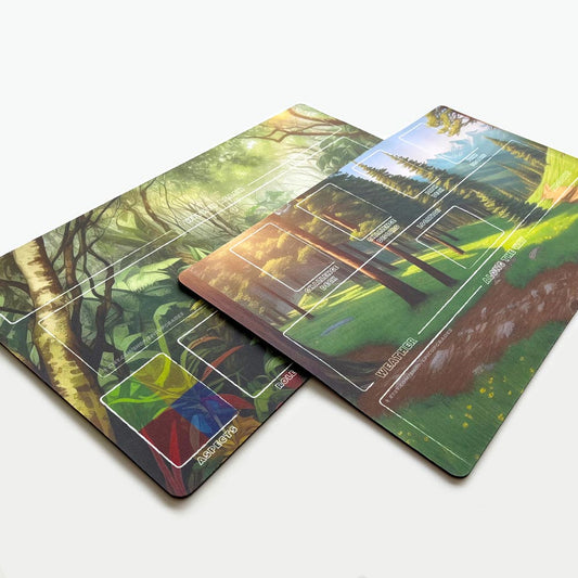 Earthborne Rangers two-piece playmat set with modular layout for deck zones, journey map, and campaign tracking.