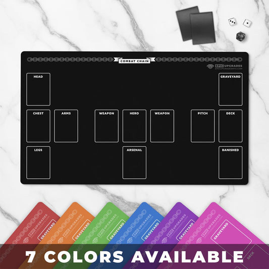 flesh and blood playmat with zones choose from 7 colors stitched edges basic minimalist design for organizing your play area