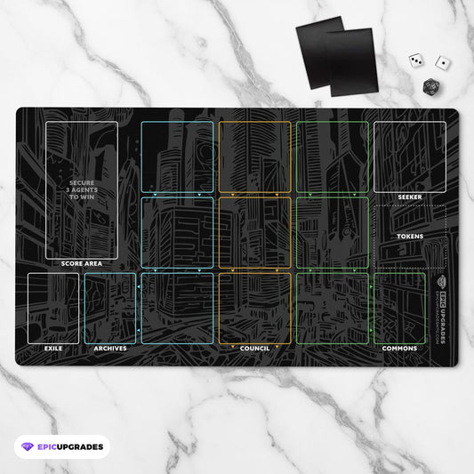 Enhance your Hubworld Aidalon experience with our 24" x 14" Player Zone Game Mat. This playmat is designed to improve player area management, keeping your tabletop gaming session tidy &amp; organized!