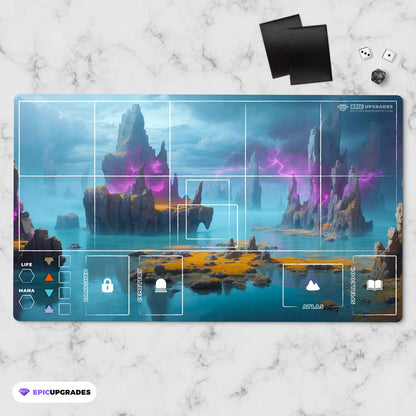 Sorcery Contested Realm Playmat – 24x14” Tracking, Grid, and Deck Zones