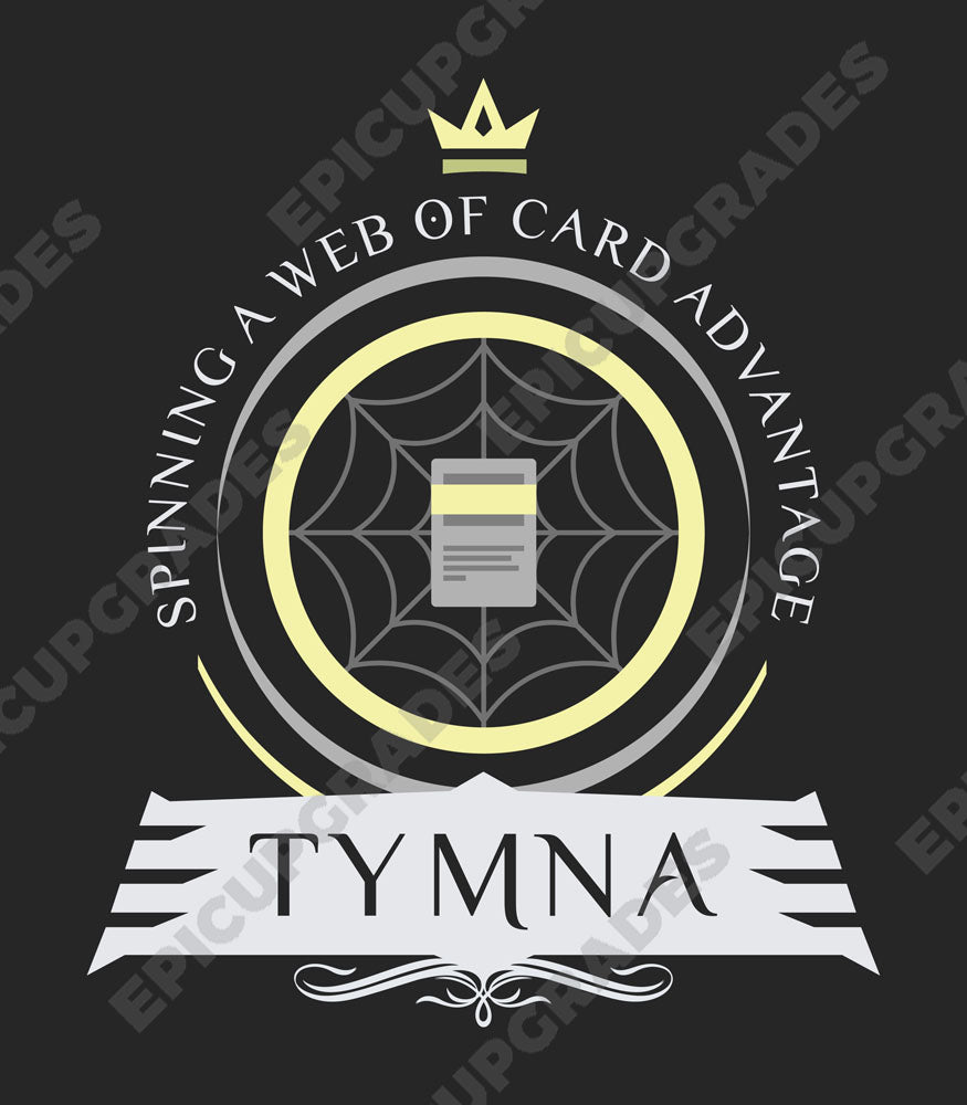 Tymna the Weaver Commander T-shirt: Legendary Esper Cleric summoning dark forces, woven with strategy and power. Perfect for Magic: The Gathering fans.
