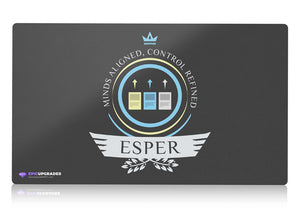 Vibrant, ethereal playmat featuring mesmerizing esper symbols in a cosmic backdrop, evoking mystic energies and enchanting visions. Perfect for avid Magic: The Gathering players seeking an otherworldly gaming experience.