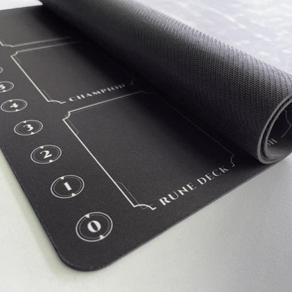 Minimal Riftbound playmat for TCG players, 24x14 inch card game mat with zone layout and 7 color options for organized tabletop play.