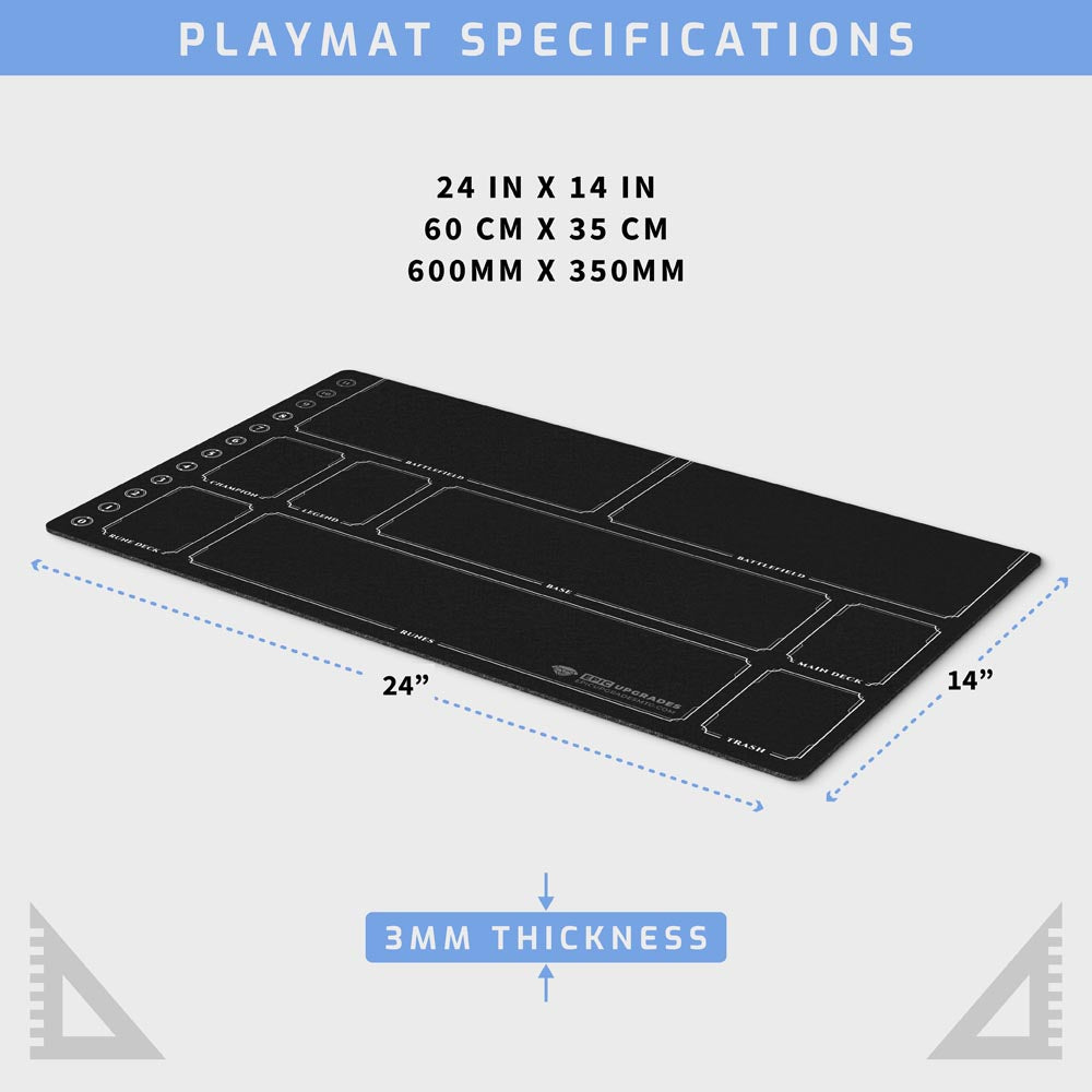Minimal Riftbound playmat for TCG players, 24x14 inch card game mat with zone layout and 7 color options for organized tabletop play.